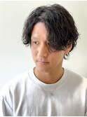 メンズカット/センターパート/ツイストスパイライラル