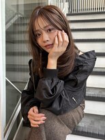 オブ ヘアー 自由が丘 ウエスト(Of HAIR WEST)&nbsp;オリーブベージュ　ミディアムレイヤー　韓国ボブ　顔周り