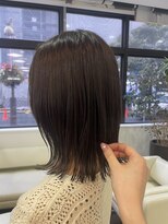 プランタン フォー ヘアー(printemps FOR HAIR)&nbsp;三本木担当モデル様/切りっぱなしボブ/オリーブベージュ