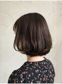 20代30代ミニボブココアブラウン小顔美肌ストレート丸み