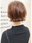 癖毛を活かした　大人かわいい外ハネボブ　オレンジカラー