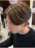 センターパートニュアンスパーマワンカールパーマ韓国コンマヘア