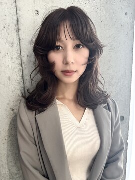 ムード(mood) グレーベージュ/透明感カラー/小顔レイヤーカット/ダブルカラー