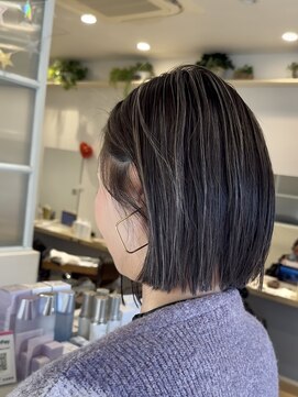 白髪ぼかし/黒髪//オリーブグレー/小顔/ココアベージュ/守谷