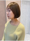 【晴音】ミニボブ/顔まわりレイヤー/オリーブベージュ/20代