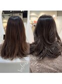 ショコラグレージュ&レイヤーカット《福岡透明感カラー》