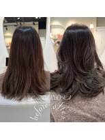 カラ フクオカ(Cara FUKUOKA)&nbsp;ショコラグレージュ&レイヤーカット《福岡透明感カラー》