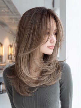 ダル 渋谷/表参道(DAL.) ミディアムレイヤーダークグレージュハッシュカット