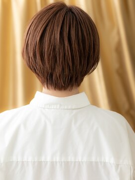 カバーヘア 上尾西口店(COVER HAIR) コーラルベージュブリーチなし小顔丸みショートX上尾20代30代