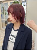 ブリーチなしボルドーチェリーレッド顔まわりレイヤー