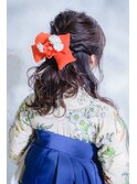 袴 着付け 着物ヘア ハーフアップ リボン 向ケ丘遊園 登戸 生田