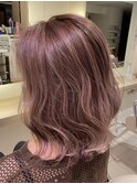 ピンクベージュ/ピンク/ダブルカラー/髪質改善/ボブ/天神/大名