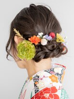 セミロングヘアーの編み下ろし卒業式袴ヘアアレンジ♪和装にも♪