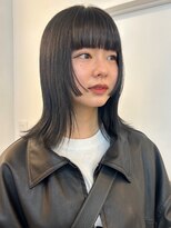 パーク 福岡天神西通り店(parc)&nbsp;姫カット　ぱっつん前髪　艶感　外ハネミディアム　グレージュ