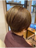 イケメンショートボブ×髪質改善カラー/ハイライト/丸みボブ