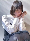 20代30代40代　ボブ　ミニボブ　前髪あり　暗髪　丸顔　面長