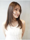 ロングレイヤー顔周りレイヤーハッシュカット透明感カラー