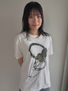 モテ髪暗髪カラー切りっぱなし顔周りフェイスレイヤー