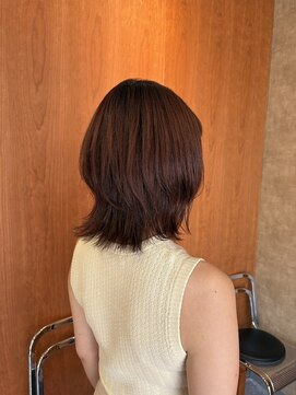 ウル 久留米(URU) ミディアム/レイヤー/顔周り/オレンジレッド/