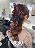 ねじりハーフアップ