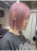 60. 卵型/ツヤピンク/艶感/ブリーチカラー/ケアブリーチ