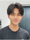 ツーブロックナチュラルダウンパーマシースルーマッシュ