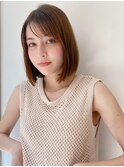 【BAYROOM】抜け感前下がりボブ×マロンベージュ