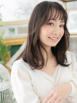 カバーヘア ブリス 上尾西口店(COVER HAIR bliss) 黒髪バレイヤージュくせ毛風エアストレートa上尾20代30代40代