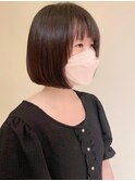 小顔ヘアー抜群!似合わせラインのボブスタイル/ぱっつん前髪