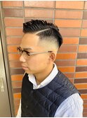 王道メンズ7:3ハードパートフェードワイルド大人かっこいい