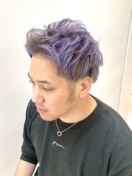 ヘアーライズ 池袋東口店(hair RISE) ダブルカラーフュージョニストパープルメンズショート