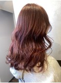 [高発色カラー]ピンクブラウン★ゆる巻き美髪ロング20代30代40代