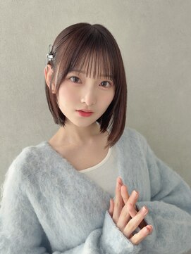 カシュカシュ 表参道(cache cache) ボブシースルーぱっつん前髪おくれ毛ロブミディアムロング
