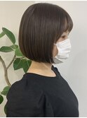 レディースショートボブミニボブ内巻きカーキグレージュ