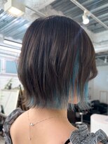 バンクスヘアー(BANK'S HAIR)&nbsp;水色インナーカラー×レイヤーボブ