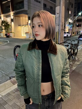 リーホリエ(Lee Horie) ハイトーンミルクティー×ブラック裾カラー【MOMOKA】