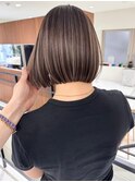 ミルクティーベージュ白髪ぼかしハイライトダブルカラーブリーチ