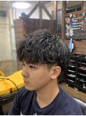 MEN’S HAIRハイライトマッシュパーマ〈理容室〉東浦和メンズ