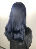 ロングヘア 艶髪 ネイビーブルー