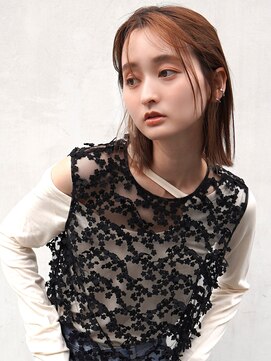 ドーチェ 茨木店(DOCHE) オレンジベージュ×切りっぱなしボブ