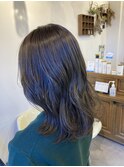 透明感　暗髪　アッシュ　ミディアム