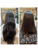 縮毛矯正/ストレートヘア/サラ艶ロング/暗色/髪質改善/美髪