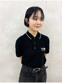 30代40代ショートボブウルフカット黒髪ネビージュストレート