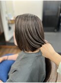 ぱつっとボブ 白髪ぼかしハイライト グレージュカラー