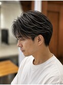 【西梅田メンズ】ナチュラルセンターパート×メッシュ