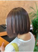 襟足すっきりで大人かわいい☆ピンクべージュ小顔大人ボブ