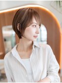20代30代大人かわいい斜めバングデザインカラーシルキーベージュ