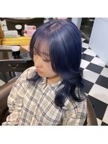 ヘアスタジオ アルス 御池店(hair Studio A.R.S) 顔周りレイヤー透明感カラーブリーチネイビーブルー