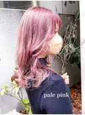 ☆小顔薄めバングハイトーンピンクアッシュくすみピンクベージュ