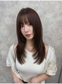イメチェン/レッドブラウン/フルバング/似合わせカット/八王子駅